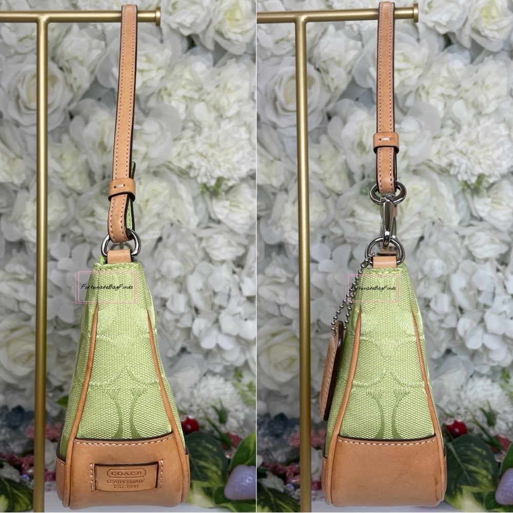 Green Y2K Vintage Coach 6094 Demi Pochette Pouch Mini Bag Strawberry Charm SET - Picture 8 of 14